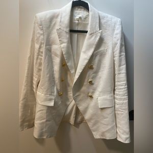 Veronica Beard Blazer Miller Dickey Linen White Jacket Double Breasted 14
